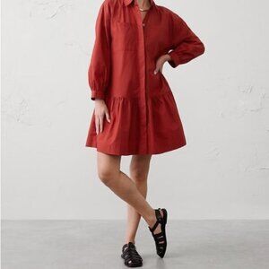 Banana Republic Rust (Embers) PUFF-SLEEVE TIERED MINI DRESS